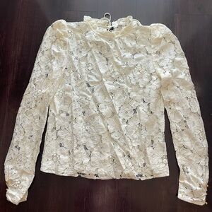 WAYF white cream laced top